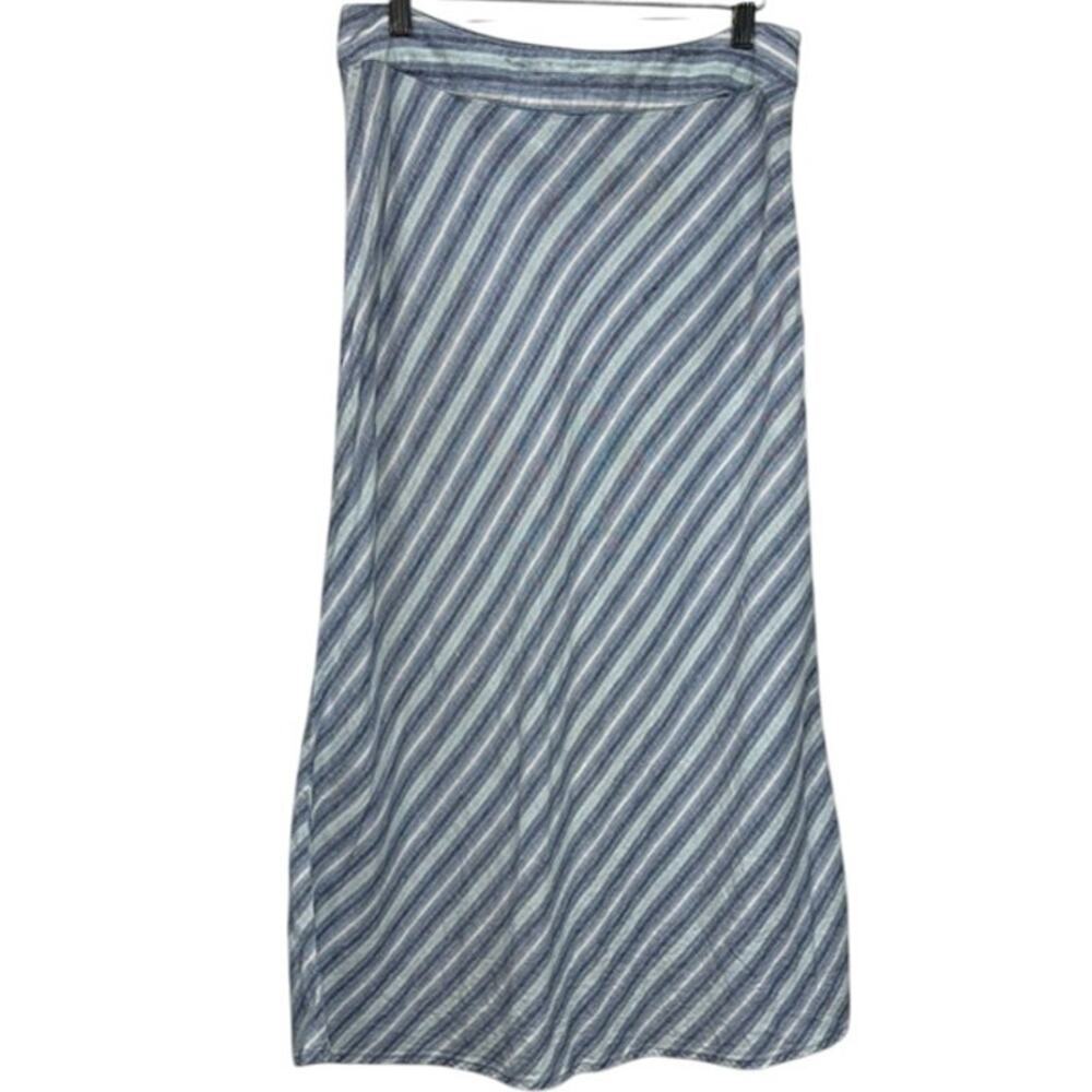 Women's CHEROKEE Brand 1005 Linen Maxi Blue Striped Skirt Size 4